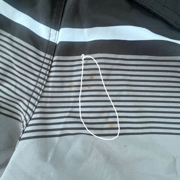 Mens Swim Trunks Board Shorts W32 Black & Gray Stripe Goodfellow & Co SEE - Picture 4 of 4